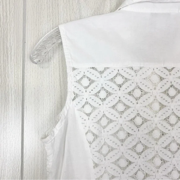 Cabi | White Button Down Lace Sleeveless Cluny Blouse Size XS - Picture 10 of 14